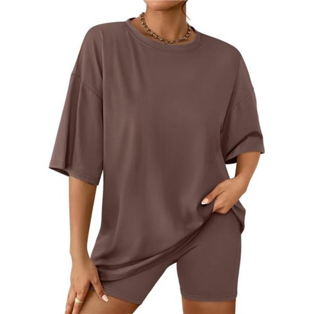 Womens 2 Piece Sets Summer Outfits 2025 Two Piece Lounge Set Matching Shirt